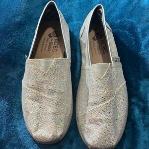 Bobs from Skechers! Size  6.5. In great condition! Glittery silver color!